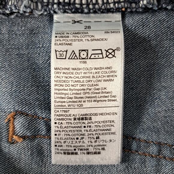 Gap Girlfriend Jeans Womens 28 Blue Dark Wash Stretch Denim Mid Rise Crop Pants - Picture 14 of 14